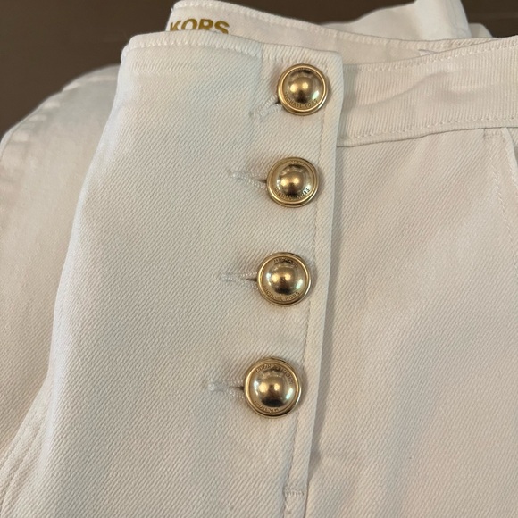 🆕 ⚓️ Michael Kors Sailor High Rise Flared Leg Jeans with gold hardware Buttons - Picture 4 of 17